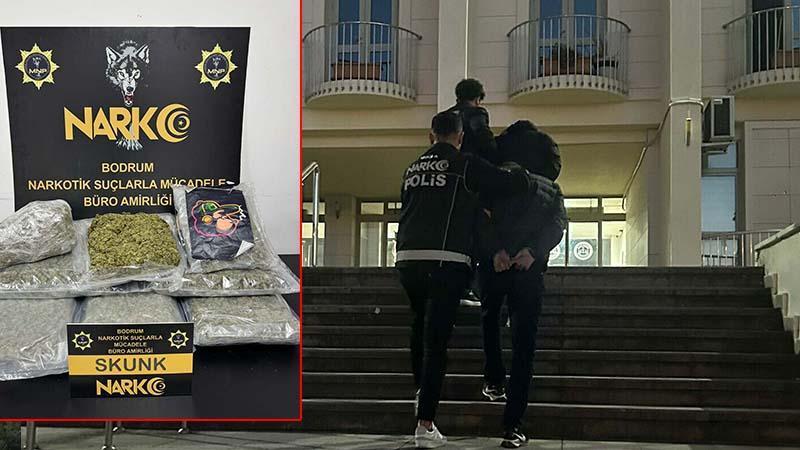 Yolcu otobüsünde 8 kilogram skunk ele geçirildi; 2 tutuklama