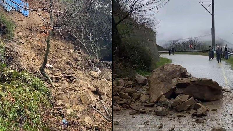 Mahalle yolu heyelan nedeniyle ulaşıma kapandı