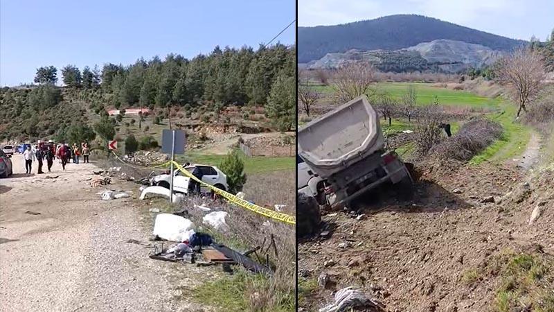 Hafriyat kamyonuyla çarpışan otomobilin sürücüsü yaralandı, eşi öldü