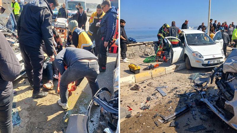 İki otomobil çarpıştı; 6 yaralı İki otomobil çarpıştı; 6 yaralı