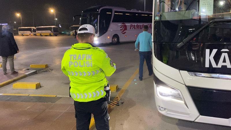 Bursa’da bayram tatili öncesi terminalde trafik denetimi
