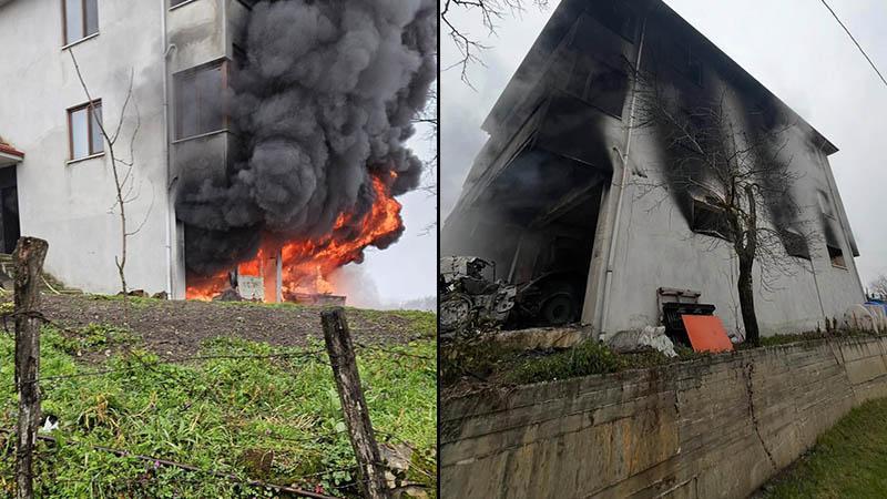 Garajda çıkan yangında 6 araç yandı