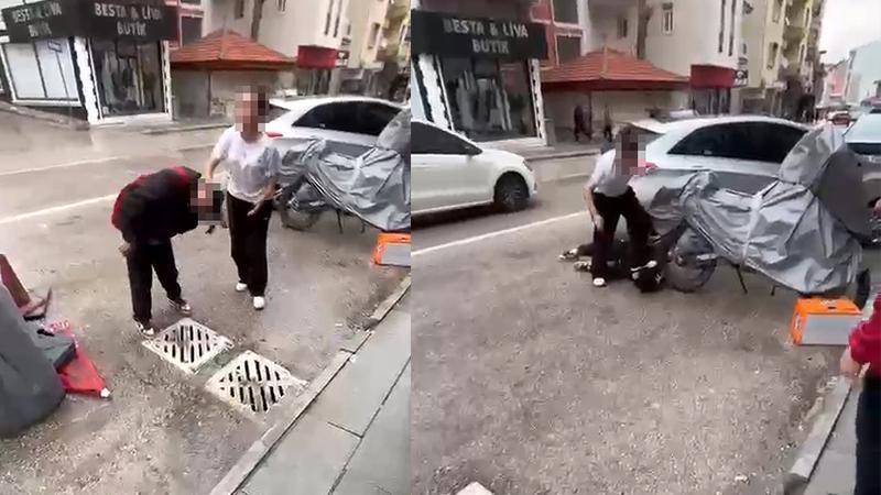 Kız öğrenci, tartıştığı akranını yere yatırıp ayağıyla yüzüne bastı