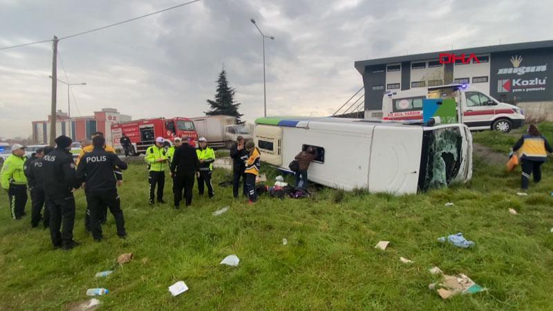 Samsun’da otobüs yan yattı: 9’u öğrenci, 11 yaralı