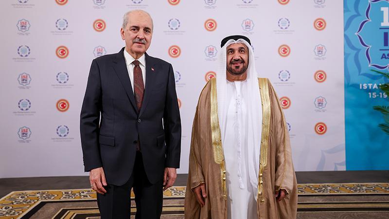 TBMM Başkanı Kurtulmuş, Arap Parlamentosu Başkanı Alyammahi ile görüştü