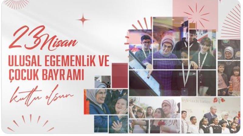 Emine Erdoğan: 23 Nisan Ulusal Egemenlik ve Çocuk Bayramı’nızı en içten dileklerimle kutluyorum