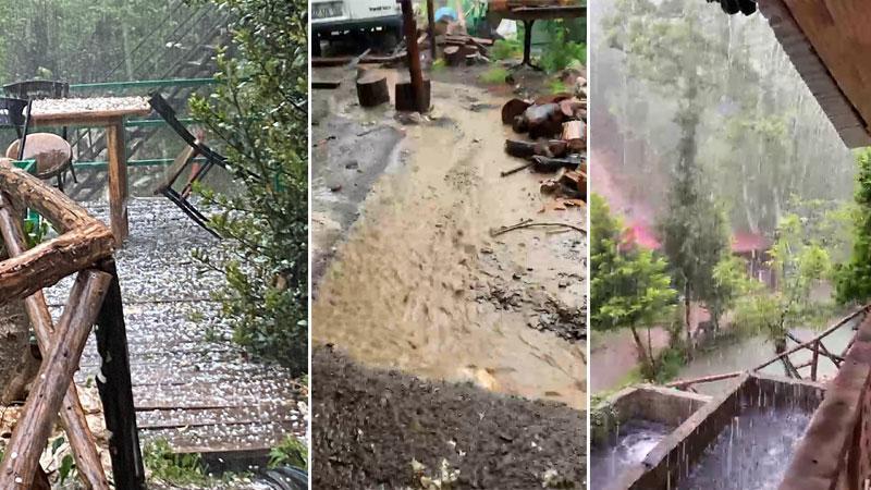 Osmaniye’nin yüksek kesimlerinde dolu ve sağanak etkili oldu