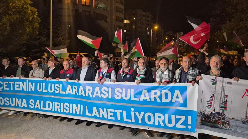 ABD Büyükelçiliği önünde, İsrail’in Sumud Filosu’na yönelik müdahalesi protesto edildi