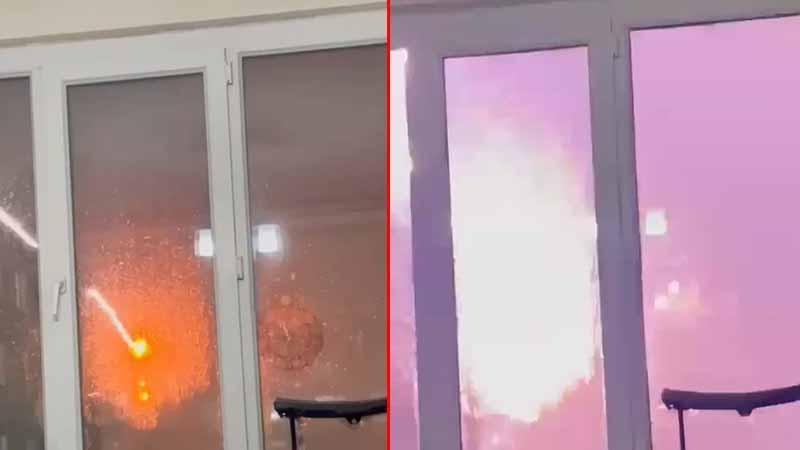 Diyarbakır’da 4 katlı binaya yıldırım düştü; o anlar kamerada
