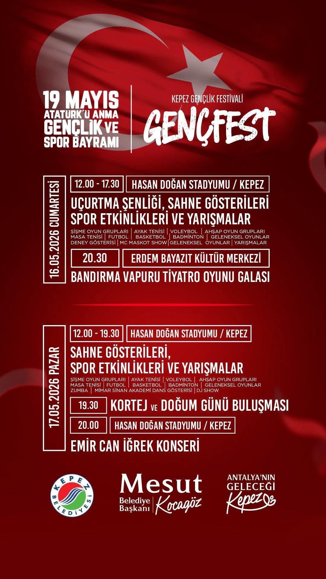 Kepez’de 19 Mayıs coşkusu GENÇFEST ile yaşanacak