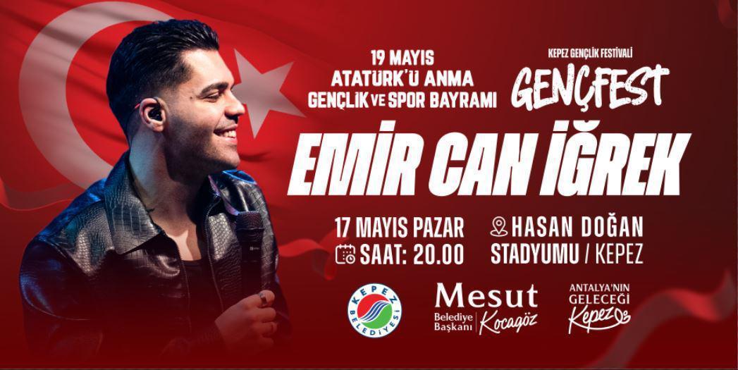 Kepez’de 19 Mayıs sahnesinde Emir Can İğrek konseri
