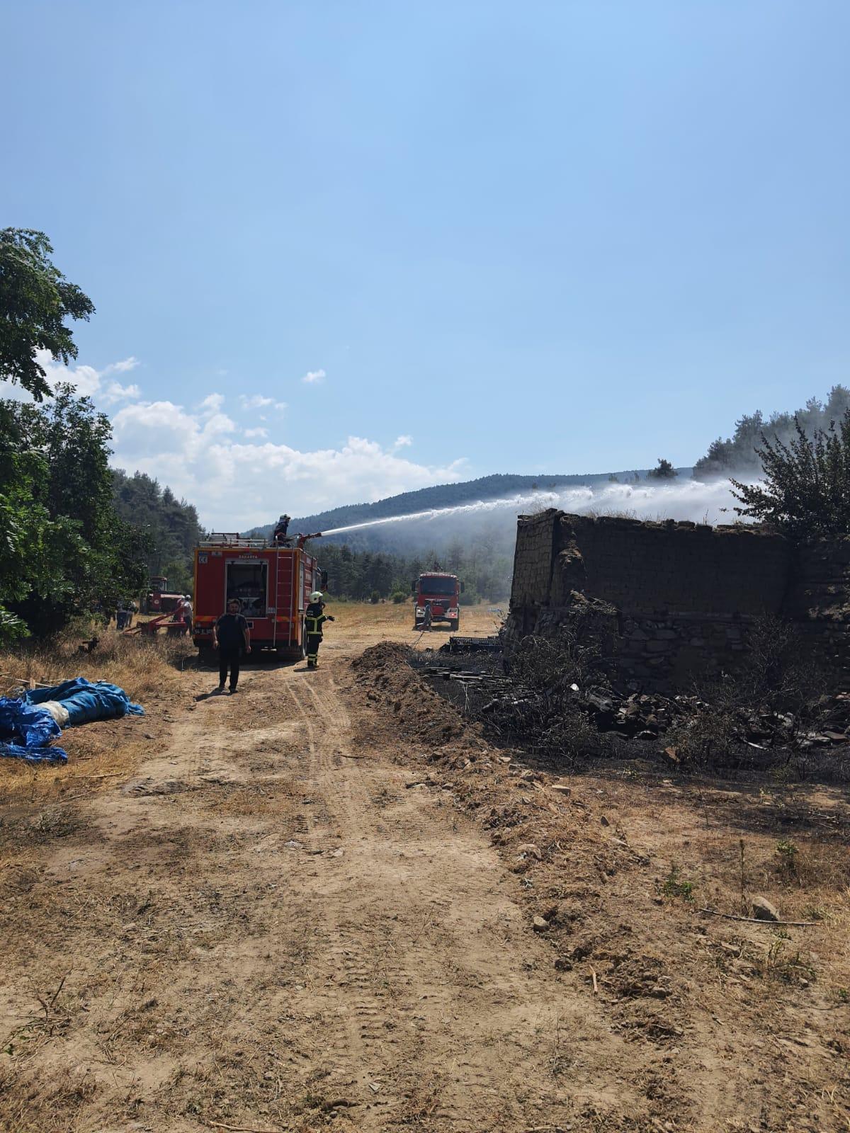 Bolu'da ot yangını eve sıçradı