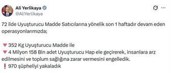 72 ilde uyuşturucu operasyonu: 970 gözaltı