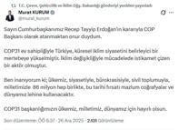 Bakan Kurum: COP Başkanı olarak atanmaktan onur duydum