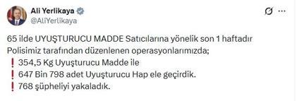 65 ilde uyuşturucu operasyonu; 768 gözaltı