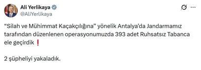 Antalya'da 393 ruhsatsız tabanca ele geçirildi: 2 gözaltı