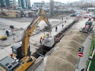 Büyükşehir Belediyesi, Kartal Kavşağı’nda alt yapı çalışmalarını sürdürüyor