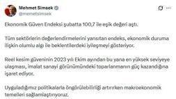 Bakan Şimşek: Ekonomik güven endeksi şubatta 100,7 ile eşik değeri aştı