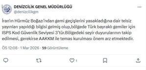 Denizcilik Genel Müdürlüğü'nden Türk gemilerine 'Hürmüz Boğazı' uyarısı