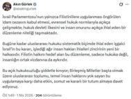 Bakan Gürlek: Yalnızca Filistinlilere uygulanan idam cezası evrensel hukukla açıkça çelişmekte