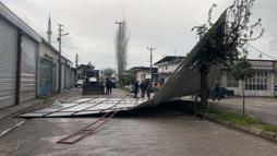Aydın'da fırtına nedeniyle iş yerinin çatısı uçtu