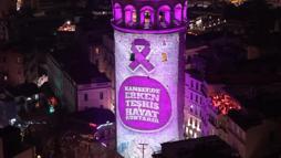 Galata Kulesi farkındalık için mor renge büründü