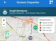 İnegöl’de ücretsiz otoparkların anlık doluluk oranı artık mobil uygulamada