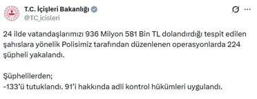24 ilde dolandırıcılık operasyonları: 133 tutuklama