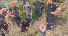 KKekik toplarken yüksekten düşen kadın kurtarıldı