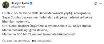 Özgür Özel hakkında 300 bin lira manevi tazminat kararı