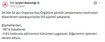 24 ilde 32 organize suç örgütüne operasyon: 197 tutuklama