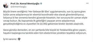 Bakan Memişoğlu: 22 bin 952 gebemize birebir destek ulaştırdık