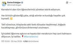 Emine Erdoğan'dan 'karne günü' mesajı