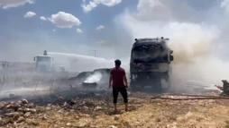 Şanlıurfa’da saman yüklü TIR yandı
