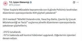 29 ilde siber suçlara yönelik operasyon; 213 tutuklama