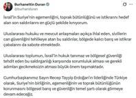 İletişim Başkanı Duran: İsrail’in, Suriye’nin egemenliğini hedef alan saldırılarını kınıyorum