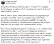 Cevdet Yılmaz: Güçlü ihracat performansımızı sürdürüyoruz