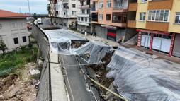 Rize’de çöken yolda önlem