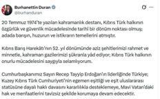 İletişim Başkanı Duran'dan Kıbrıs Barış Harekatı'nın 52'nci yıl dönümü mesajı