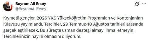 YKS Yükseköğretim Programları ve Kontenjanları Kılavuzu yayımlandı