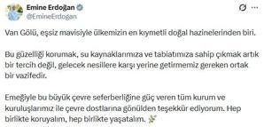 Emine Erdoğan'dan Van Gölü Havzası koruma çalışmaları için Sıfır Atık Vakfı'na teşekkür