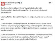 Cumhurbaşkanı Erdoğan, Senegal Cumhurbaşkanı Faye ile telefonda görüştü