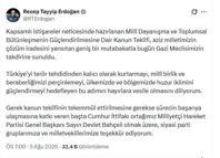 Cumhurbaşkanı Erdoğan: Milli birliğimizi perçinlemeyi hedefleyen bu adımın hayırlara vesile olmasını diliyorum