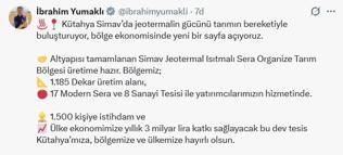 Bakan Yumaklı: Simav Jeotermal Isıtmalı Sera Organize Tarım Bölgesi üretime hazır