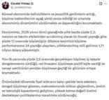 Cevdet Yılmaz: Türkiye ekonomisi küresel belirsizliklere karşı dayanıklılığını sürdürmekte