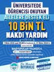 Büyükşehir Belediyesi’nden üniversitede öğrencisi bulunan ailelere 10 bin TL destek