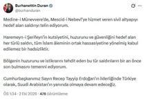 İletişim Başkanı Duran: Medine-i Münevvere'de sivil altyapıyı hedef alan saldırıyı telin ediyorum