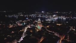 Galata Kulesi Filistin bayrağıyla ışıklandırıldı