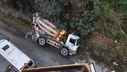 Ayazağa'da sel nedeniyle sürüklenen araçlar havadan görüntülendi