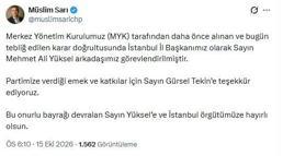 CHP İstanbul İl Başkanlığına Mehmet Ali Yüksel getirildi
